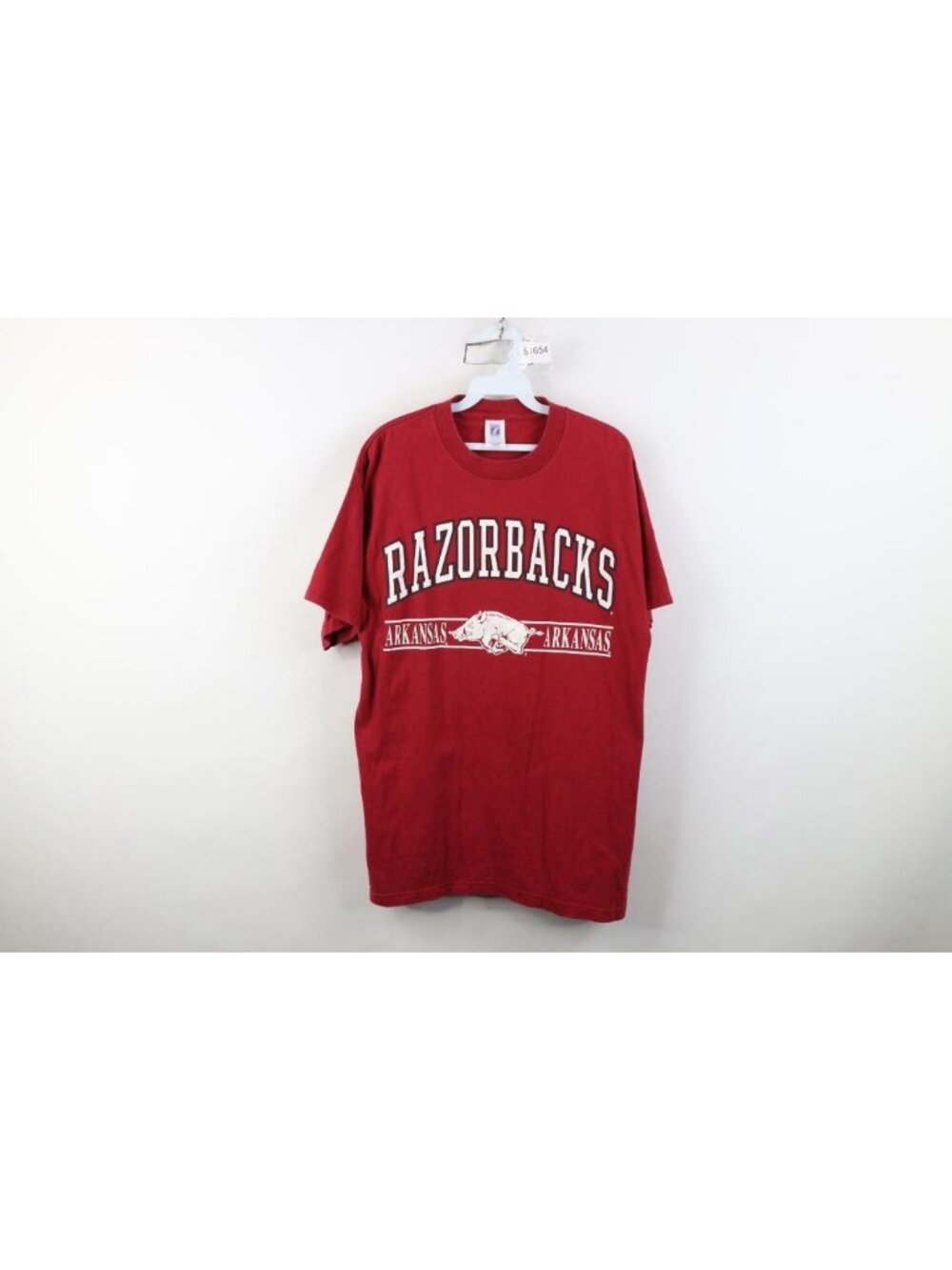 Vintage 90s Mens Size Large Faded University of Arkansas Razorbacks T-Shirt Red